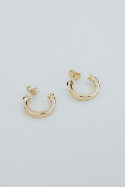 Wings Hawaii hollow hoop studs in gold-fill, small 