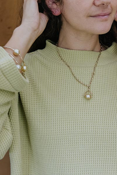 Fob Necklace - South Seas Pearl 14K