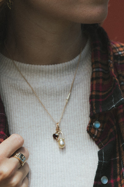 Shackle Necklace Charm - South Seas Pearl | 14K
