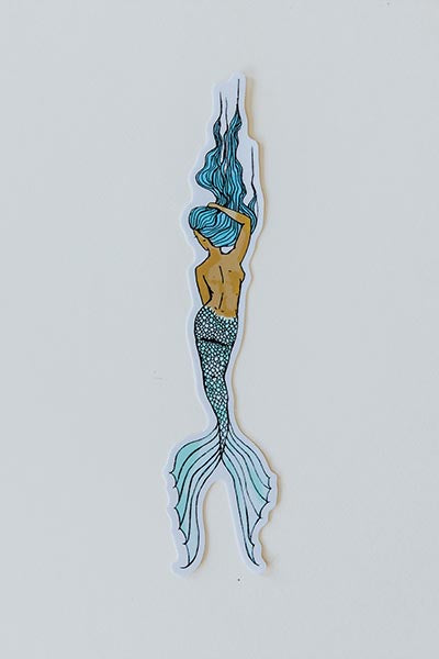 Wings Hawaii drifter mermaid sticker - blue hair