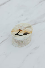 Wings Hawaii stone jewelry boxes with floral inlay design. Great gifts and souvenirs from Paia, Maui.  thumbnail