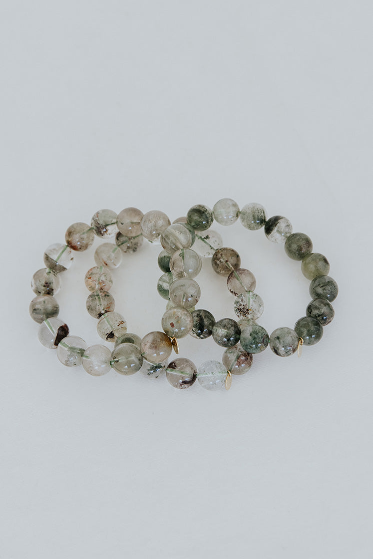 Stretchy Beaded Bracelet Large - Chlorite Quartz