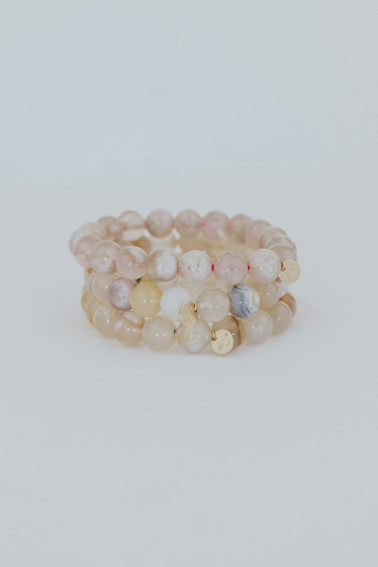 Stretchy Beaded Bracelet - Sakura Agate
