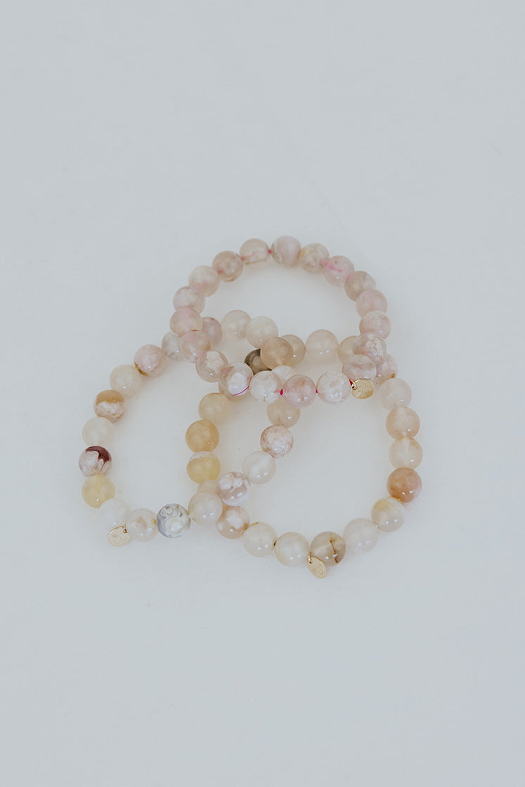 Stretchy Beaded Bracelet - Sakura Agate