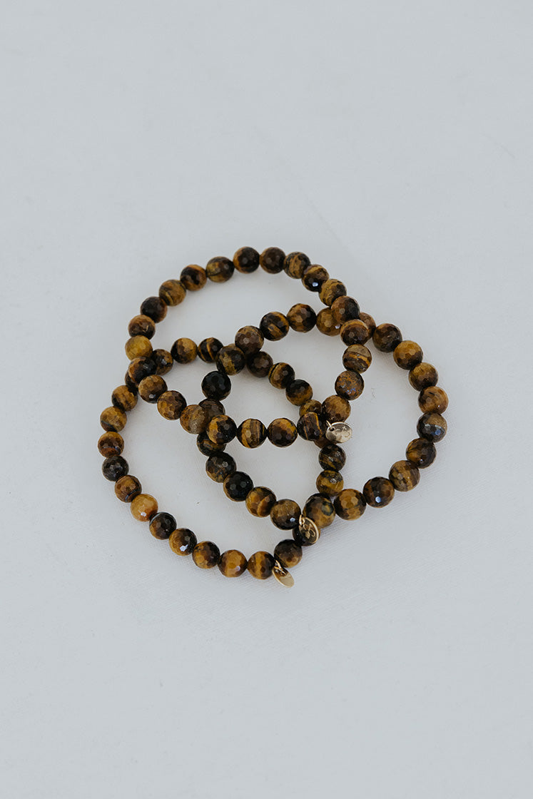 Stretchy Beaded Bracelet - Tigers Eye