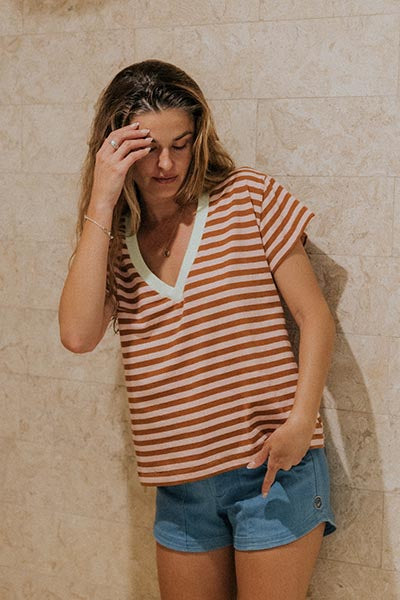 Vintage Stripe V-Neck