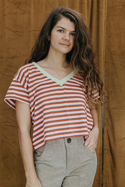 Vintage Stripe V-Neck