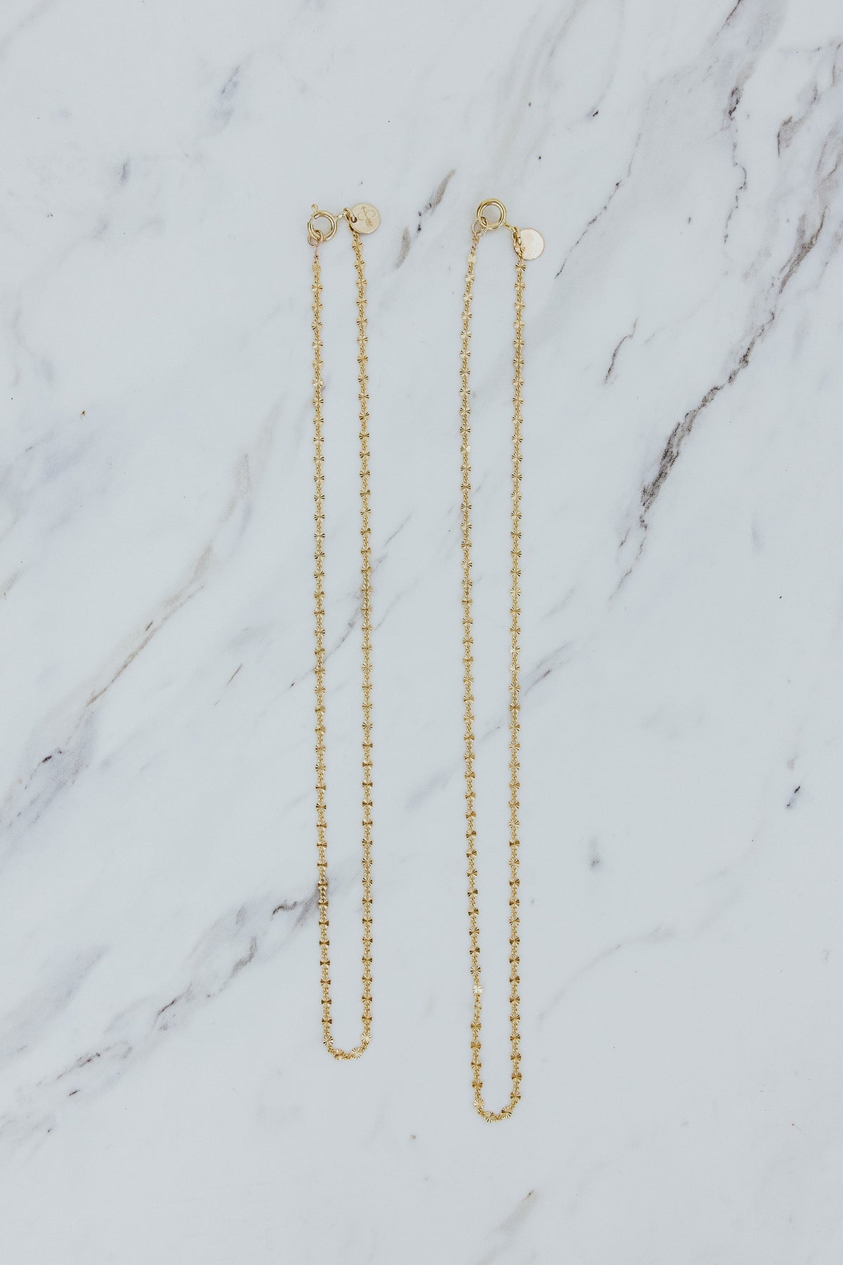 Wings Hawaii Sunburst chain necklaces in 14k gold-filled. 15" or 16" lengths. Fine jewelry handcrafted in Maui. Wear solo or add charms or a fob extender. 