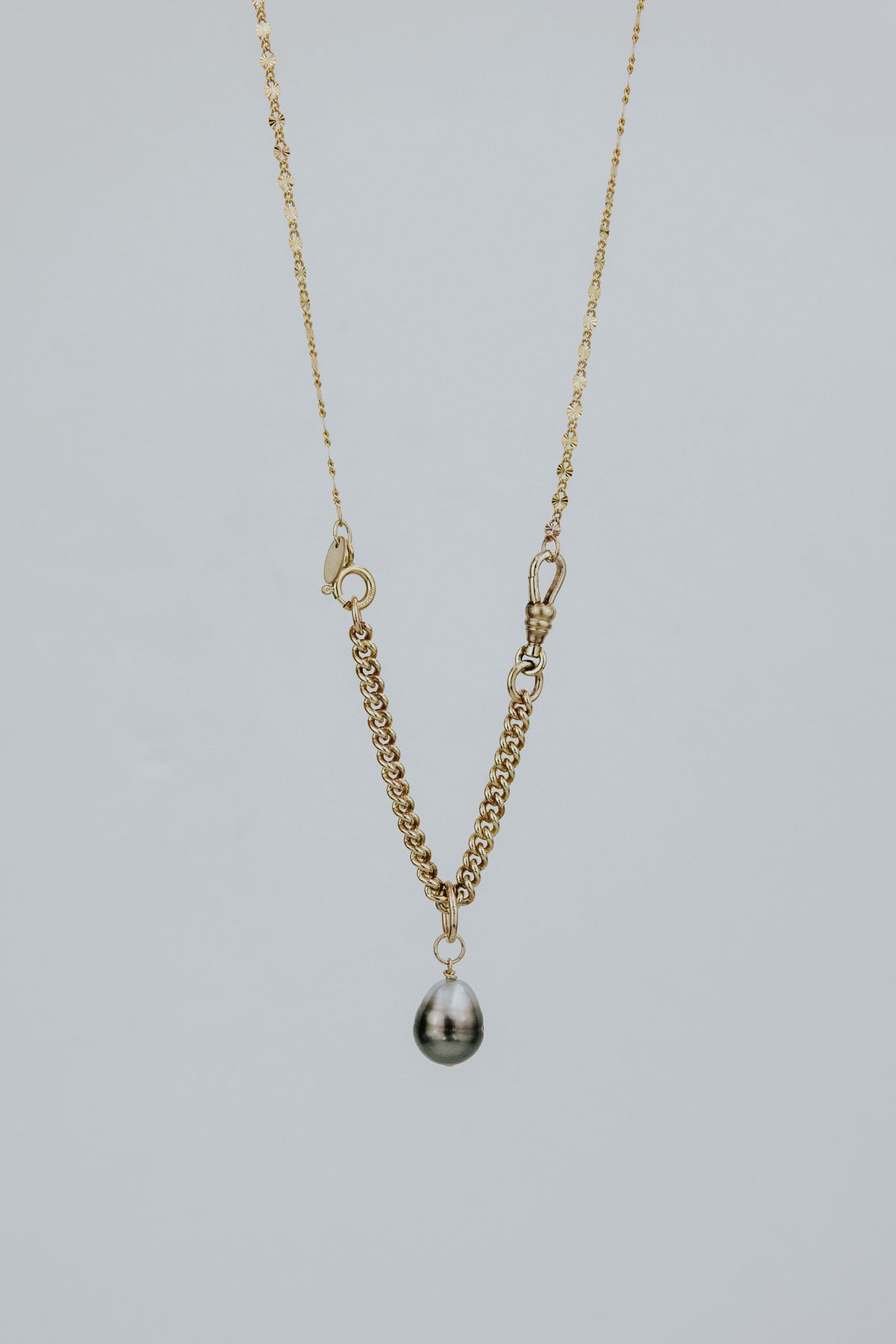 Wings Hawaii Sunburst chain necklaces in 14k gold-filled. 15" or 16" lengths. Fine jewelry handcrafted in Maui. Shown with fob extender and charm sold separately. 