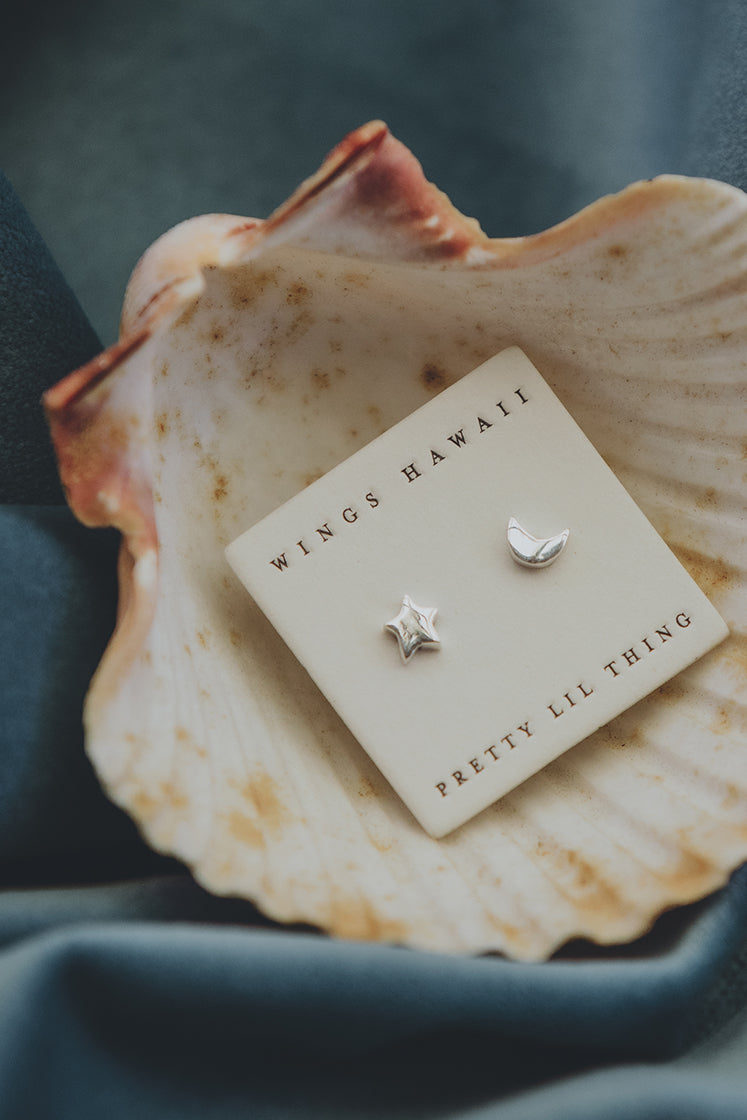 Star and moon Womens stud earrings