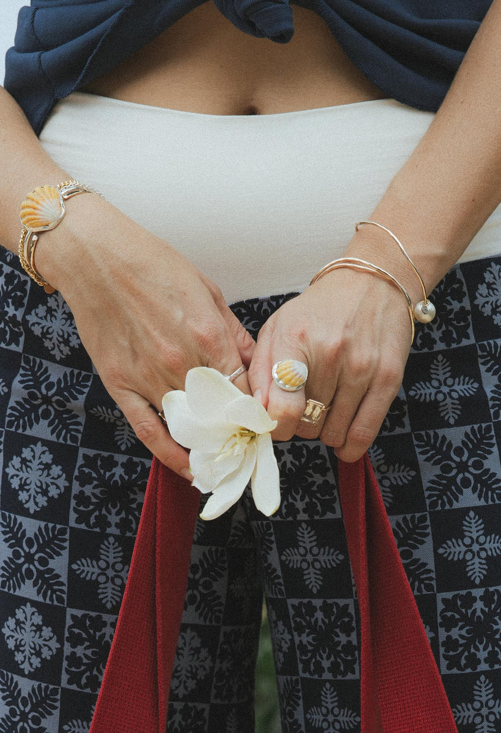 Bezel Set Sunrise Shell Rings