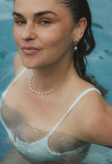 Wings Hawaii Siren Song Stud Earrings in solid 14k gold Sunrise Shells and Tahitian Pearls. Fine jewelry handcrafted in Maui.  thumbnail