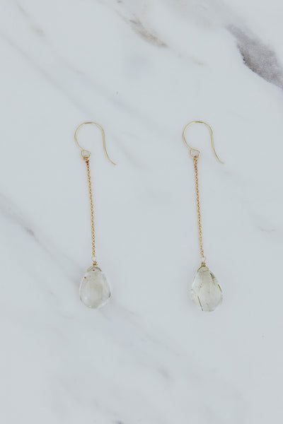 Drop Chain Earrings - Sunstone | 14k