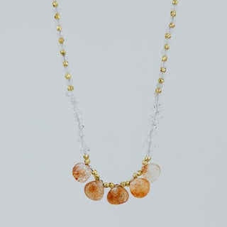 Beaded Necklace - Sunstone + Moonstone + Herkimers