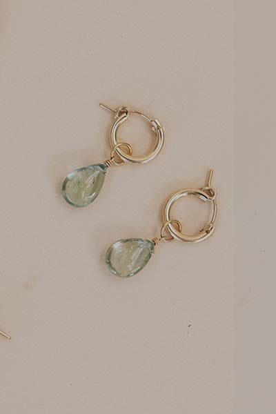 Wings Hawaii Charm Hoops - Green Sunstone