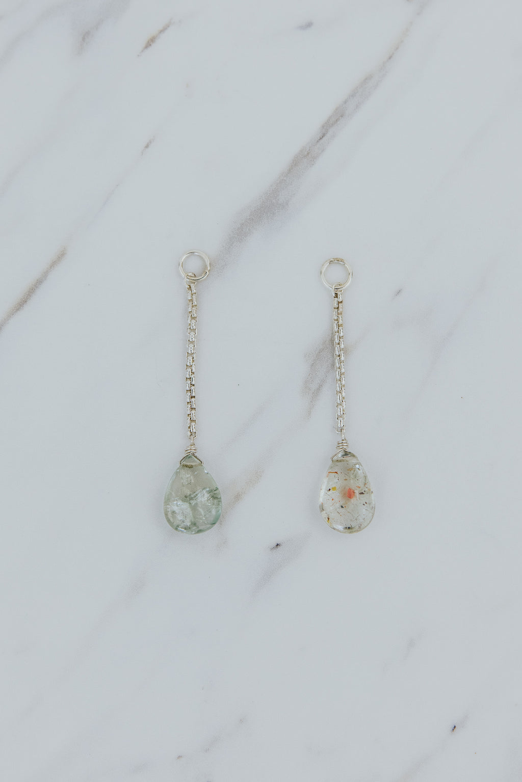 Wings Hawaii Drop Chain Green Sunstone earring charms in sterling silver. Fine jewelry handcrafted in Maui. Mix, match, layer, customize with our Charm Bar Collection. Modern, beachy, boho chic jewelry made in Hawaii. 