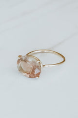 Oval Sunstone Ring - 14k Yellow Gold thumbnail
