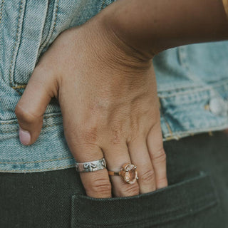 Wide Set Gemstone Ring - Sunstone