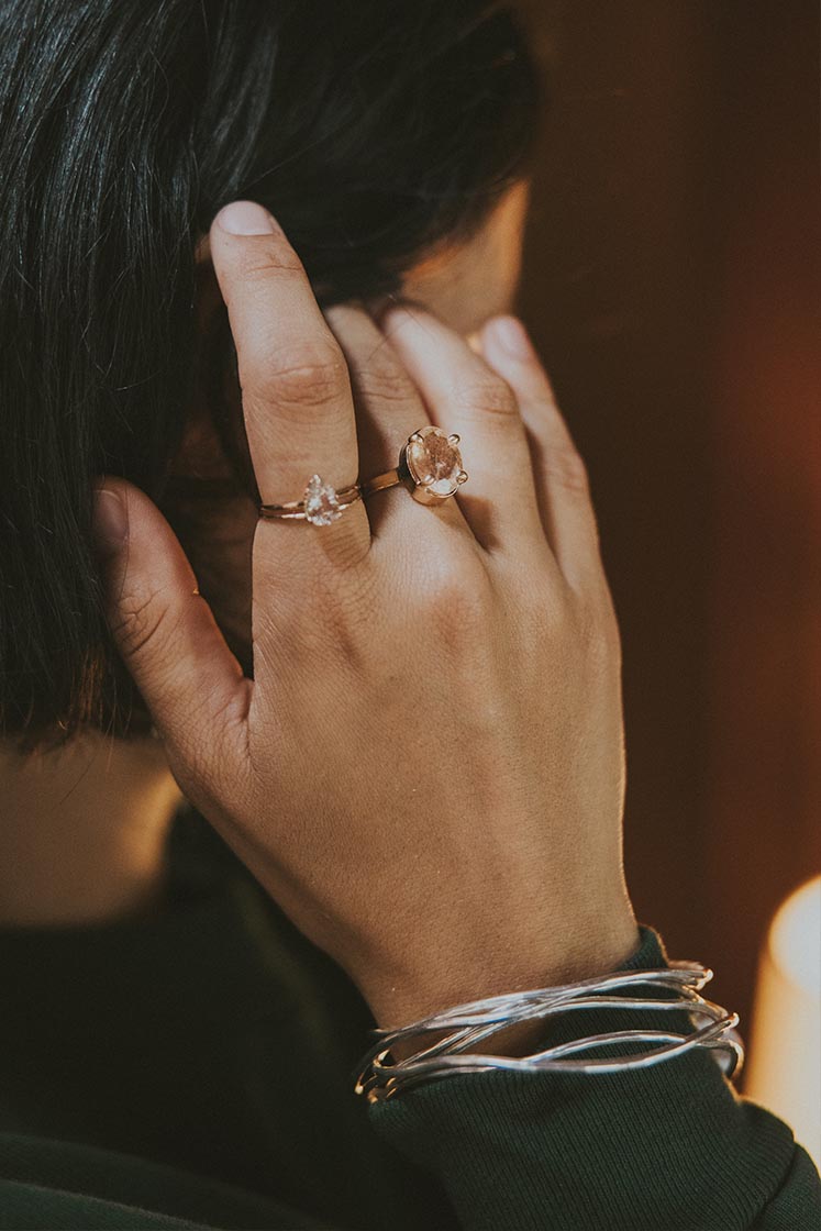 Wide Set Gemstone Ring - Sunstone