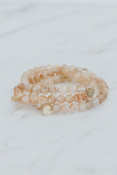 Stretchy Beaded Bracelet - Sunstone
