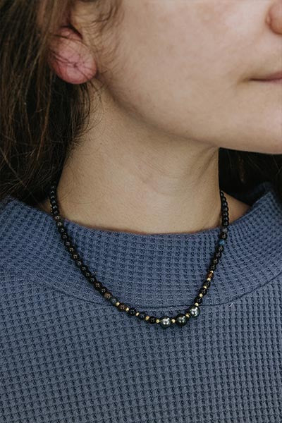 Wings Hawaii Tahitian Pearl Beaded Necklace - Black Opal