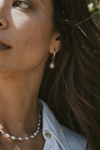 Charm Hoops - Baroque Tahitian Pearl