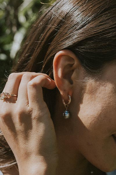 Charm Hoops - Baroque Tahitian Pearl