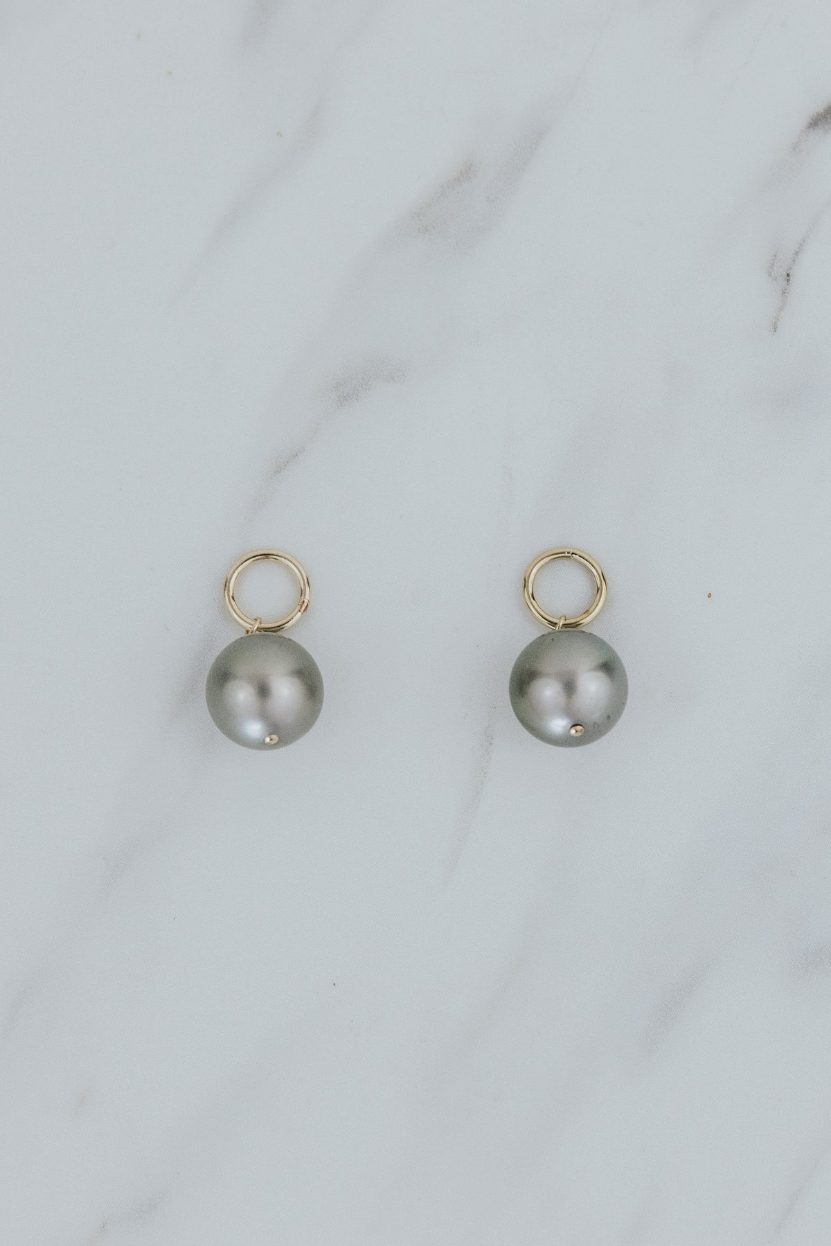 Wings Hawaii Tahitian pearl earring charms in 14k gold-filled. Keshi teardrop, silver, baroque, and round varieties. Fine jewelry handmade in Maui. 