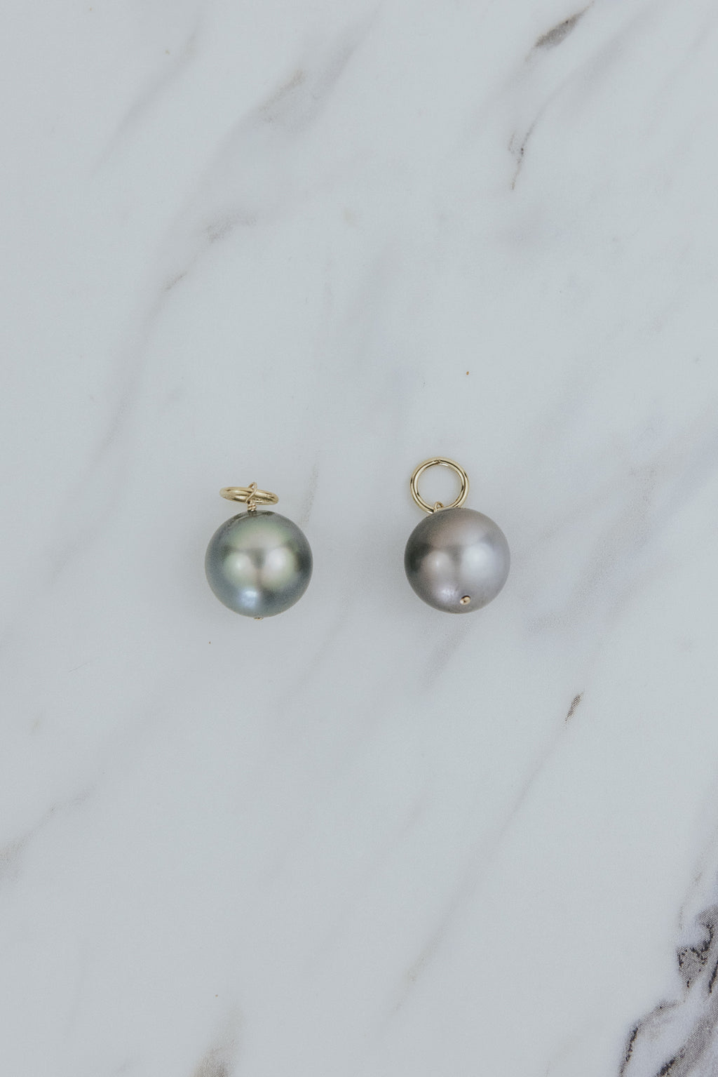 Wings Hawaii Tahitian pearl earring charms in 14k gold-filled. Keshi teardrop, silver, baroque, and round varieties. Fine jewelry handmade in Maui. 