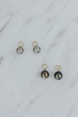 Wings Hawaii Tahitian pearl earring charms in 14k gold-filled. Keshi teardrop, silver, baroque, and round varieties. Fine jewelry handmade in Maui.  thumbnail