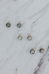 Wings Hawaii Tahitian pearl earring charms in 14k gold-filled. Keshi teardrop, silver, baroque, and round varieties. Fine jewelry handmade in Maui. 