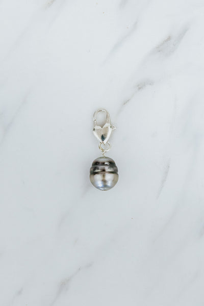 Heart Clasp Charm - Tahitian Pearl