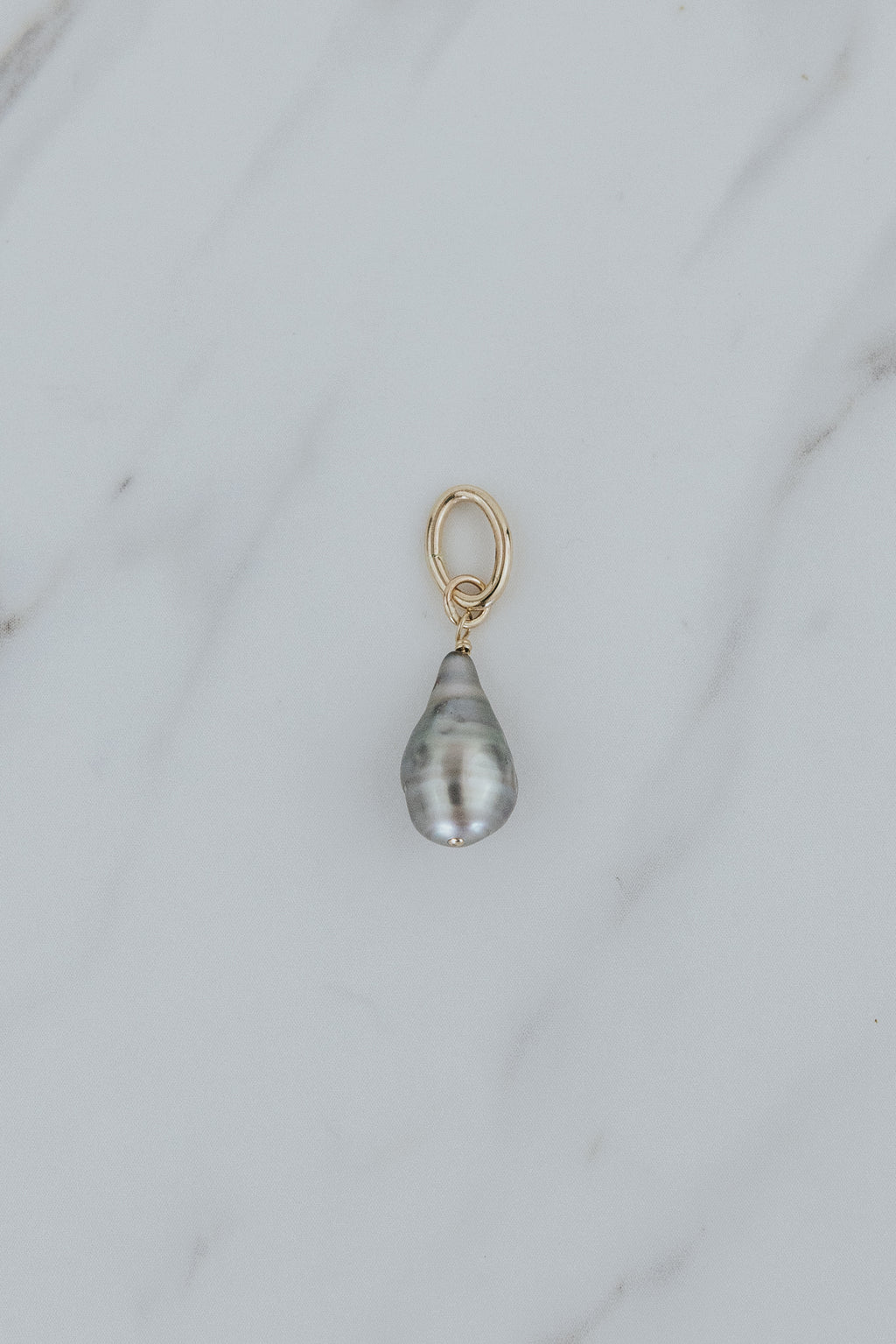 Wings Hawaii Tahitian pearl necklace charms in 14k gold-filled. Keshi teardrop.  Fine jewelry handcrafted in Maui. Beach-chic charm necklaces handmade in Hawaii. 