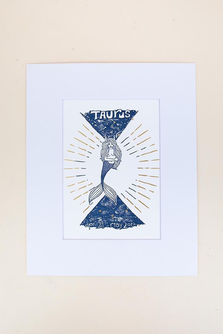 Wings Hawaii zodiac letterpress prints - taurus matted