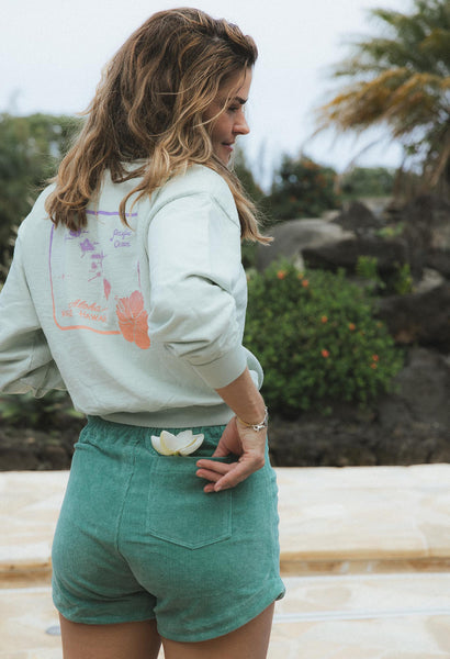 Retro Pocket Shorts - Teal Corduroy