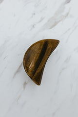 Wings Hawaii Tigers Eye crescent moon shaped jewelry dish. Unique Maui gifts and souvenirs.  thumbnail