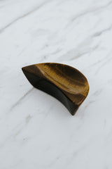Wings Hawaii Tigers Eye crescent moon shaped jewelry dish. Unique Maui gifts and souvenirs.  thumbnail