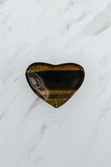 Wings Hawaii Tigers Eye heart shaped jewelry holder dish. Unique Maui gifts and souvenirs.  thumbnail