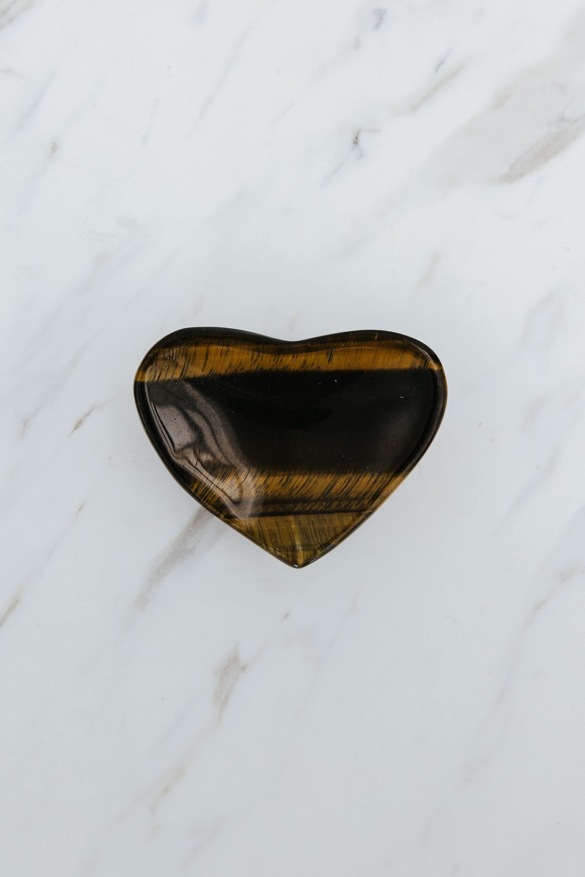 Wings Hawaii Tigers Eye heart shaped jewelry holder dish. Unique Maui gifts and souvenirs. 