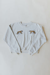 Cropped Mock Neck Tiger Sweatshirt - Cement thumbnail