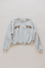 Cropped Tiger Patch Sweatshirt - Cement thumbnail