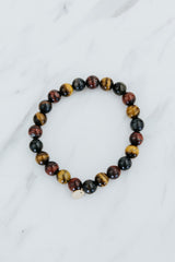 Wings Hawaii Tigers Eye stretchy beaded bracelet with 14k gold-filled tag. Crystal chakra healing. Boho-chic spiritual jewelry hand made in Maui. thumbnail