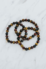 Wings Hawaii Tigers Eye stretchy beaded bracelet with 14k gold-filled tag. Crystal chakra healing. Boho-chic spiritual jewelry hand made in Maui. thumbnail