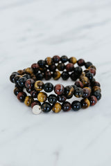 Wings Hawaii Tigers Eye stretchy beaded bracelet with 14k gold-filled tag. Crystal chakra healing. Boho-chic spiritual jewelry hand made in Maui.