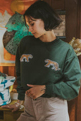 Cropped Mock Neck Tiger Sweatshirt - Ivy thumbnail
