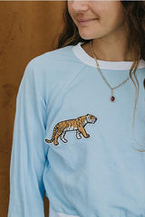 French Terry Raglan Tiger Sweatshirt - Blue thumbnail