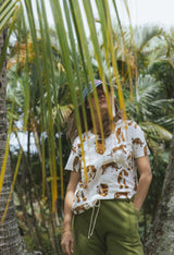 Wings Hawaii Wandering Tiger print organic tee. Original artwork women's t-shirt designed in Maui.  thumbnail