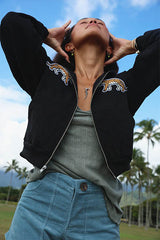 Cropped Tiger Zip Hoodie - Black thumbnail