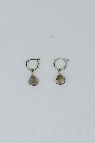 Sleeper Hoops - Labradorite 14k WG