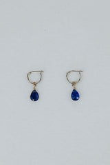 Sleeper Charm Hoops - Sapphire 14k White Gold thumbnail